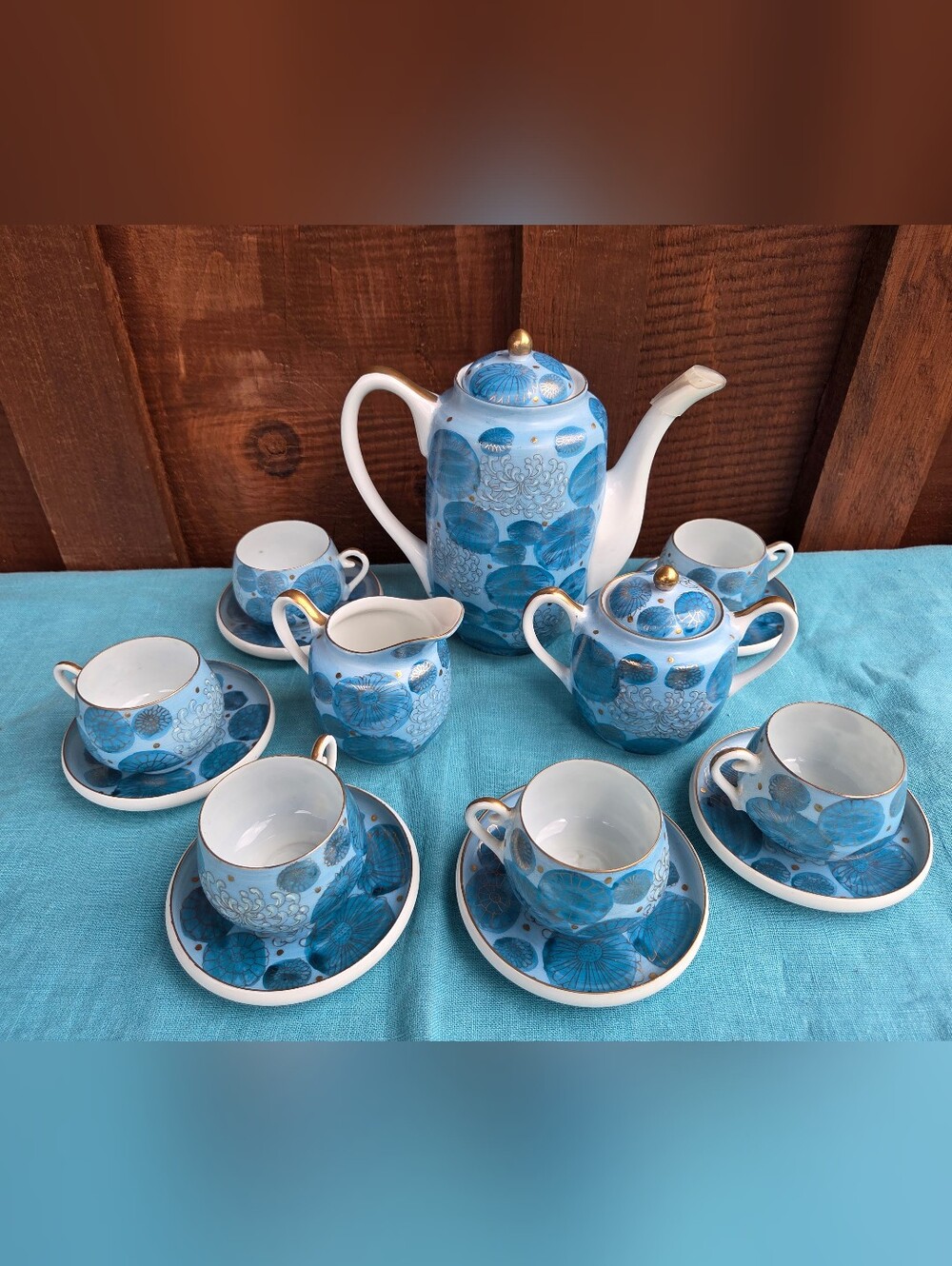 Mid-century Japanese Kutani Porcelain Tea Set